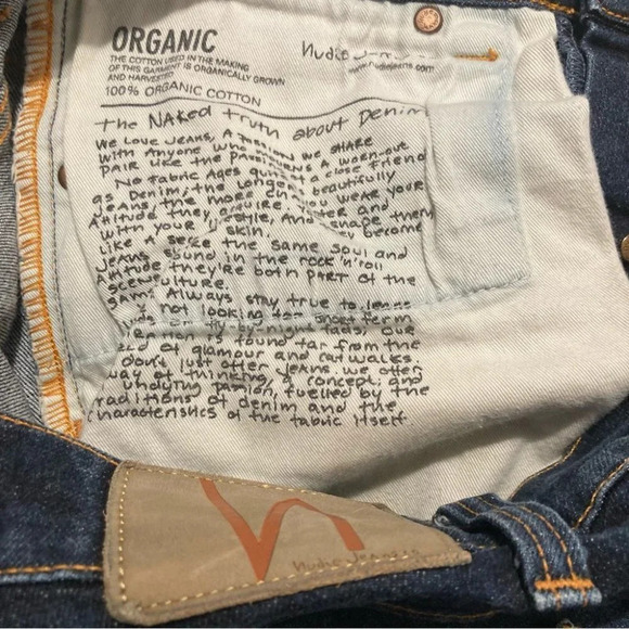 NUDIE Sz 31 x 34  Dude Dan Dry Comfort Dark Button Fly Slim Jeans - Picture 15 of 15